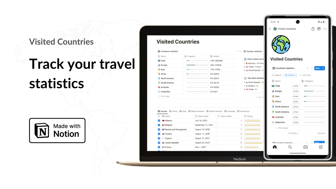 Visited Countries Notion Template